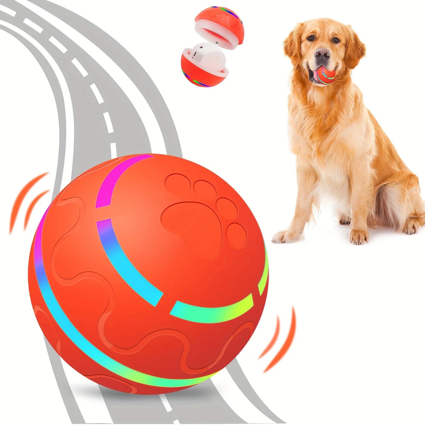 1Pc Interactive Pet Ball for Dogs - Automatic LED Flashing Motion Toy, Perfect for Playtime & Exercise, Ideal for Indoor & Outdo