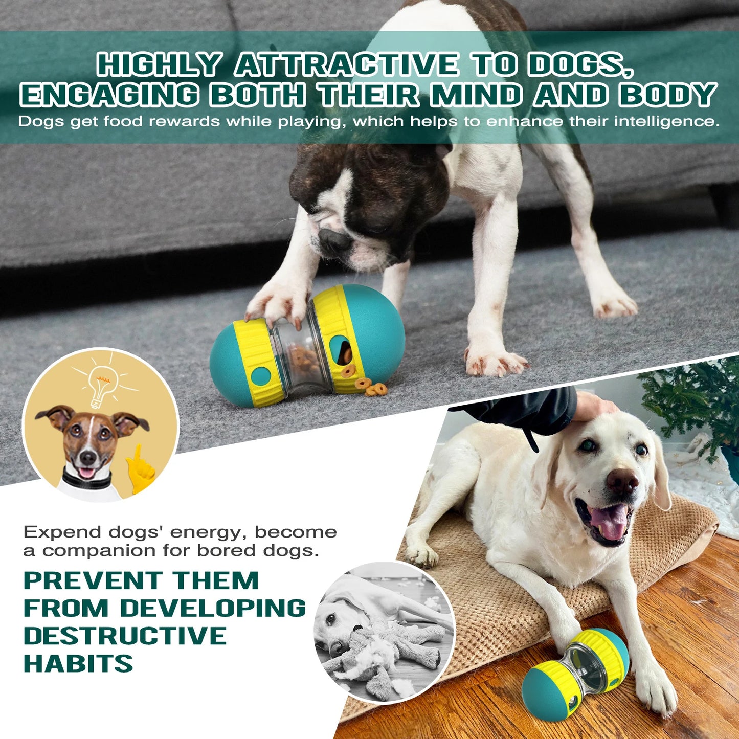 Interactive Food Dispensing Ball for Dogs - IQ-Enhancing Toy for Small, Medium, and Large Breeds, Promotes Healthy Eating and Stomach Protection