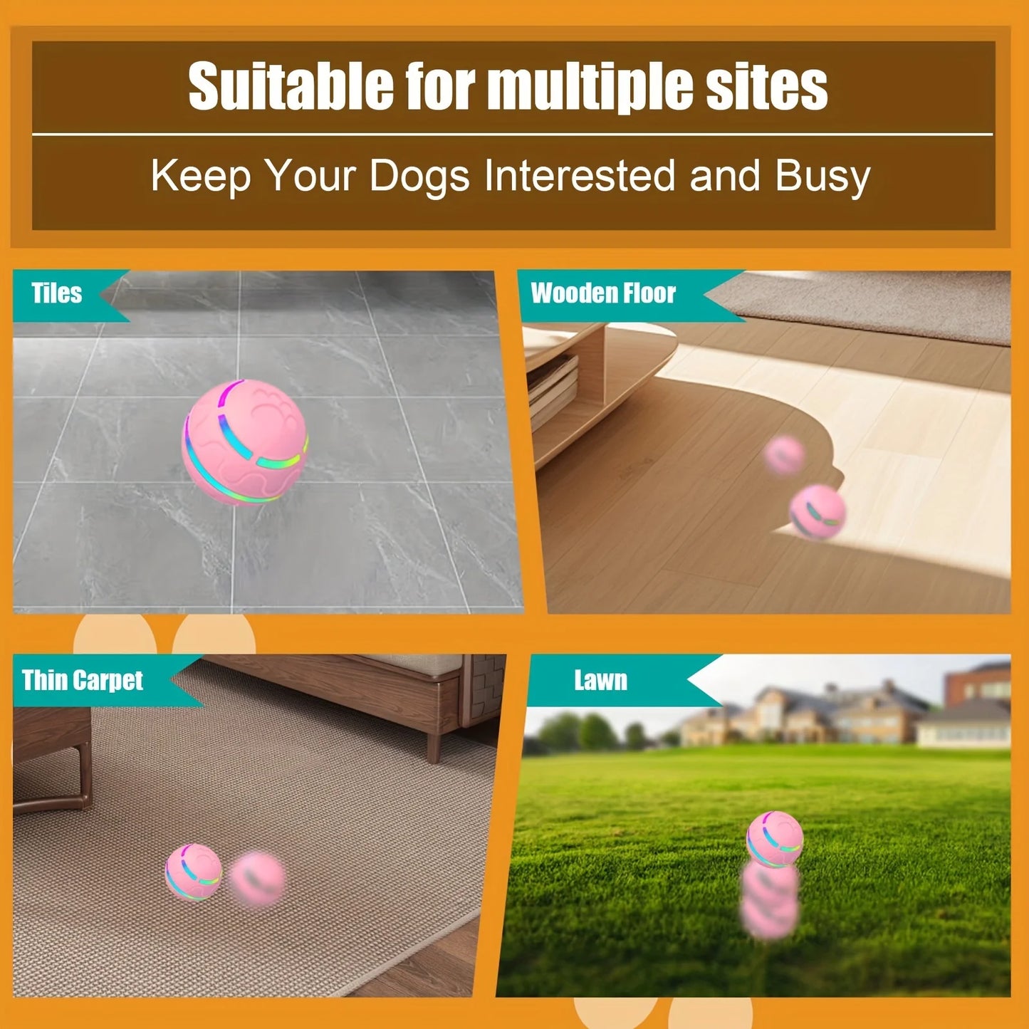 1Pc Interactive Pet Ball for Dogs - Automatic LED Flashing Motion Toy, Perfect for Playtime & Exercise, Ideal for Indoor & Outdo