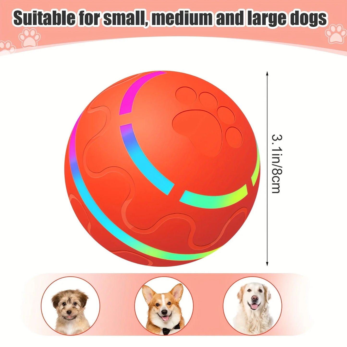 1Pc Interactive Pet Ball for Dogs - Automatic LED Flashing Motion Toy, Perfect for Playtime & Exercise, Ideal for Indoor & Outdo